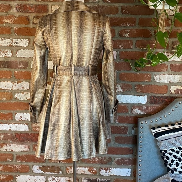 Helene Berman Python Print Tan Trench Coat Anthropologie size XS - Picture 5 of 11